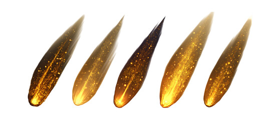 Fototapeta premium Pack of Comets Against Transparent Background for Space Branding, Astronomy Promotion, or Science Design Projects