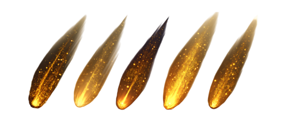 Pack of Comets Against Transparent Background for Space Branding, Astronomy Promotion, or Science Design Projects