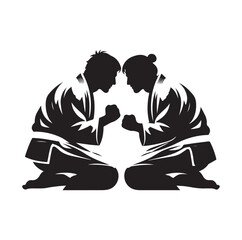 Judo Warriors Face Off silhouette vector illustration