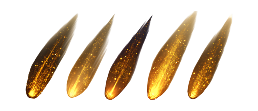 Pack of Comets Against Transparent Background for Space Branding, Astronomy Promotion, or Science Design Projects