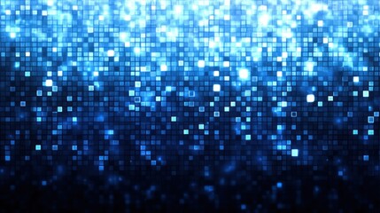 Abstract digital mosaic background with glowing blue squares