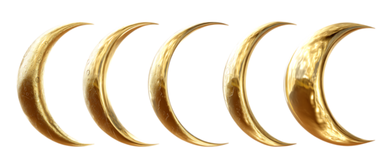 Pack of Crescent Moons Against Transparent Background for Celestial Branding, Night Sky Promotion, or Astrological Design Projects