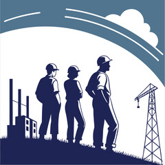 silhouette international workers day on white background