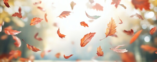 Autumnal leaves dancing in the gentle breeze.