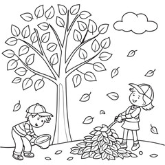 A Windy Autumn Day Coloring Page