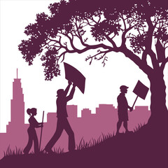 silhouette international workers day on white background