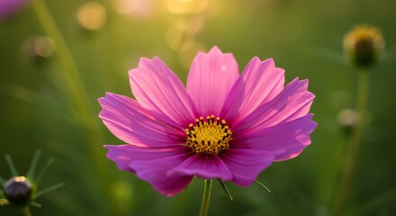 Blooming Flower with Pink Petals in Natural Light