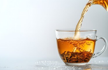 Pouring Tea into a Glass Cup
