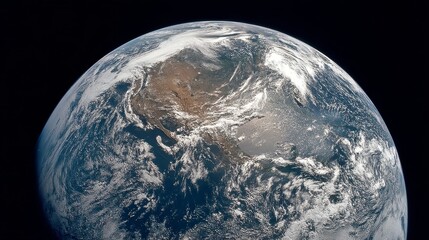 Stunning view of earth from space with cloud patterns and continents visible