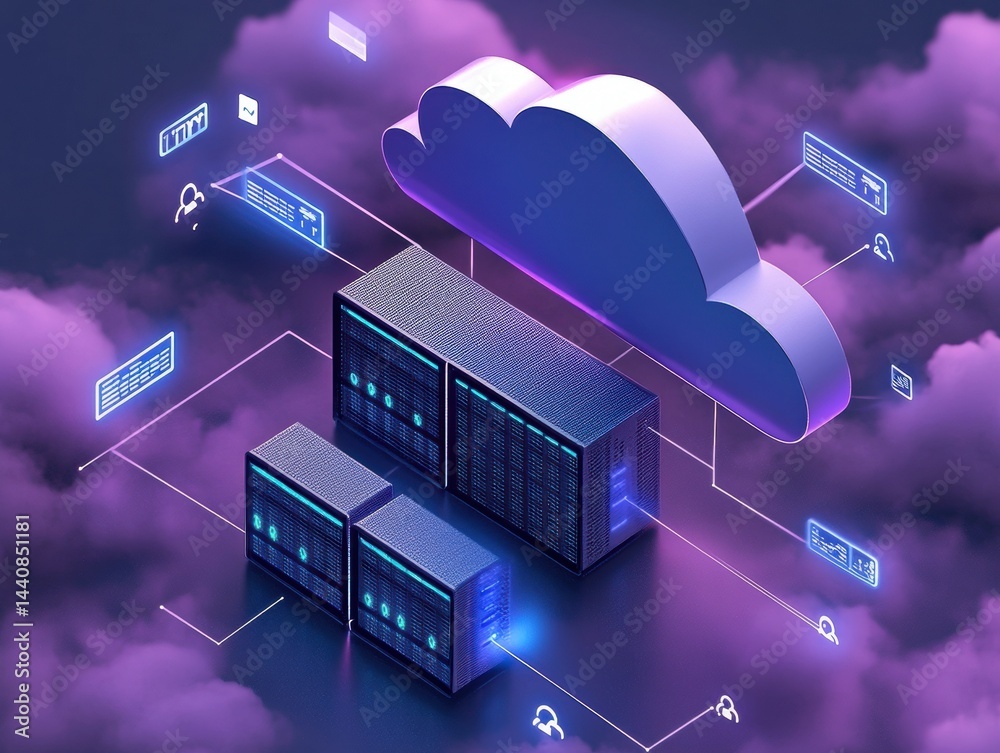Poster cloud server storage and technology infrastructure