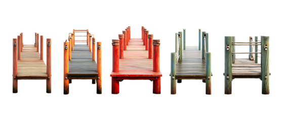 Pack of Docks Against Transparent Background for Waterfront Branding, Travel Promotion, or Nautical Design Projects