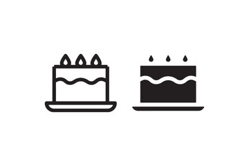 Birthday Cake Icon Minimal Outline and Solid Style Vector