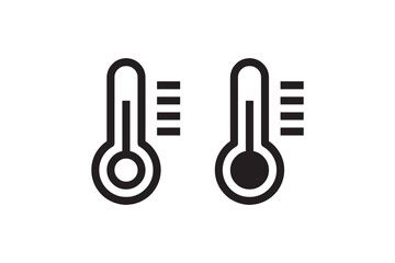 Thermometer Temperature Icon Minimal Outline and Solid Style Vector