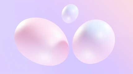 Glossy Pastel Bubbles on Purple Background