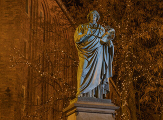 Nicolaus Copernicus Monument in Toruń Old Town, Poland..