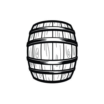 Wooden barrel vector icon. Beer and wine wood keg container symbol. Whiskey and rum brewery sign. Simple shape alcohol drink logo.