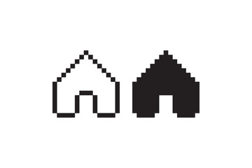 Pixel Art House Icon Home Symbol Retro Style Vector