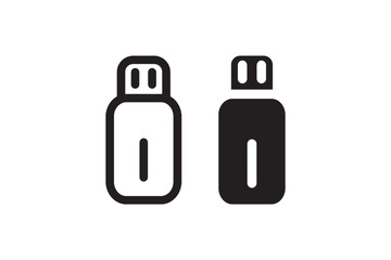 USB Flash Drive Icon in Outline and Solid Style Vector