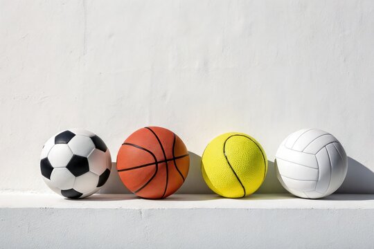Assorted Balls Displaying Sports Diversity on a White Background Generative AI