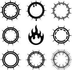 Circle of Thorns Silhouette Set | Thorn Crown Icon Collection Thorn Circle Silhouette | Crown of Thorns Vector Set