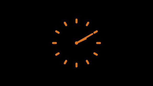 Vintage Clock Animation Loop, Minimalist clock icon with white hands and markers