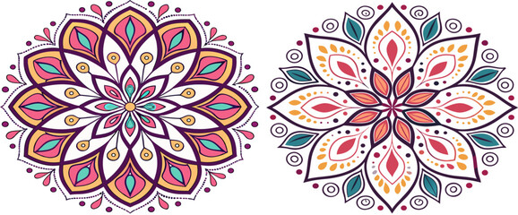 Tamil New Year festive illustration featuring a lit oil lamp, colorful garland, and golden text with a soft mandala pattern. Created with Generative AI technology.