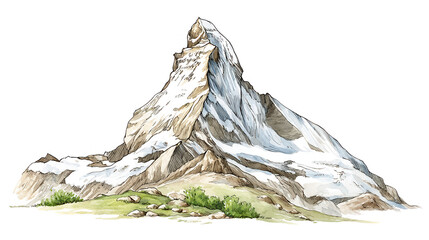 Obraz premium A snowy mountain peak illustration element for graphic design in .