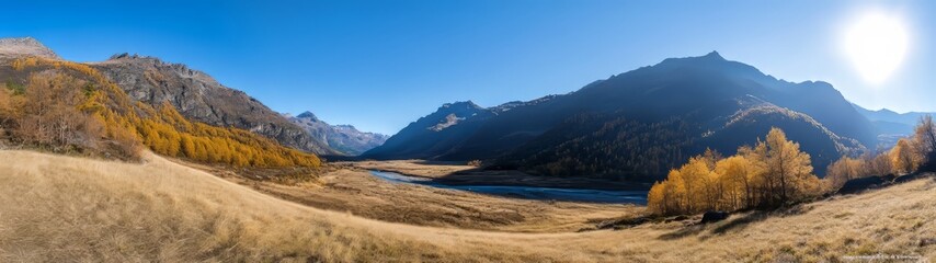 Obraz premium 360 degree hdr landscape view of serene river valley in autumn hdri quality
