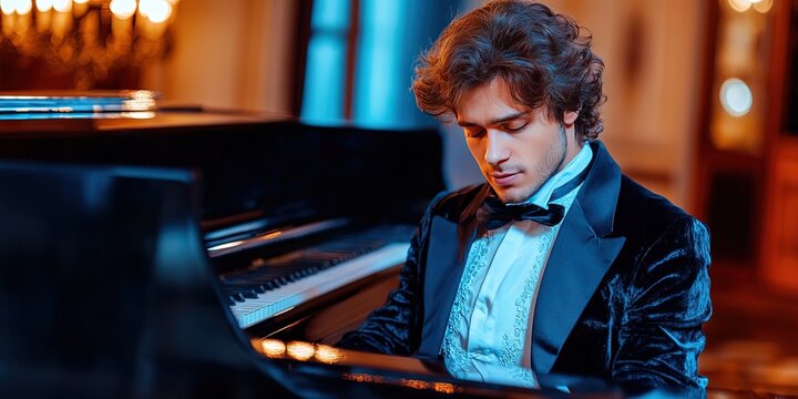 modern man dressed like frederic chopin