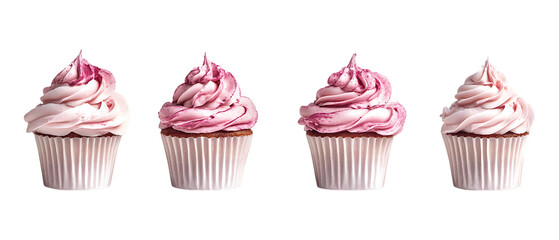 Pack of Cupcakes Against Transparent Background for Bakery Branding, Party Promotion, or Dessert Design Projects