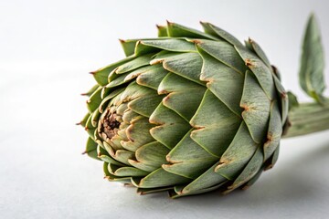 Close up of a Fresh Artichoke on a White Background Generative AI