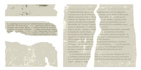 Naklejka premium Torn paper sheets from a notepad and old newspaper notes. Set of torn realistic pages with grunge texture.