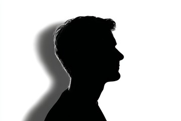 Profile Silhouette of a Person - A striking black and white silhouette of a person's profile against a white background. Simple, yet powerful