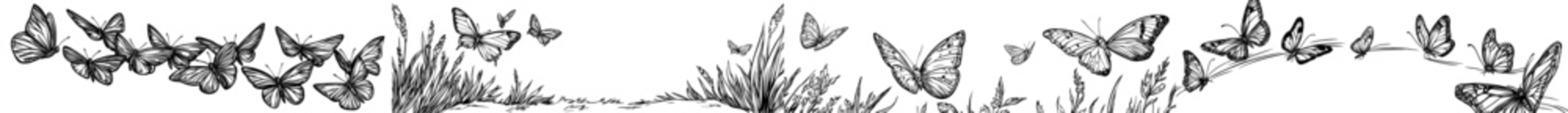 A beautiful representation of butterflies in diverse sizes embodies the concepts of freedom and beauty found within nature, ideal for creative designs