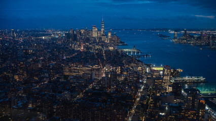 Fototapeta premium Scenes from New York City, New York City Skyline at Night, Urban landscapes, city scapes, New York at Night, Manhattan