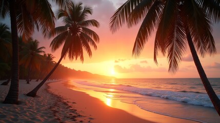 Twilight Tranquility: Palm Tree Silhouettes