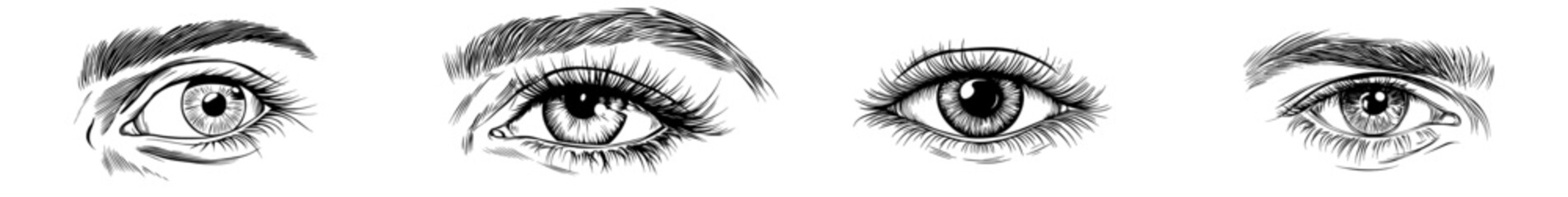 Obraz premium A simple outline of an eye featuring intricate eyelashes symbolizes beauty and vision in the realm of graphic design