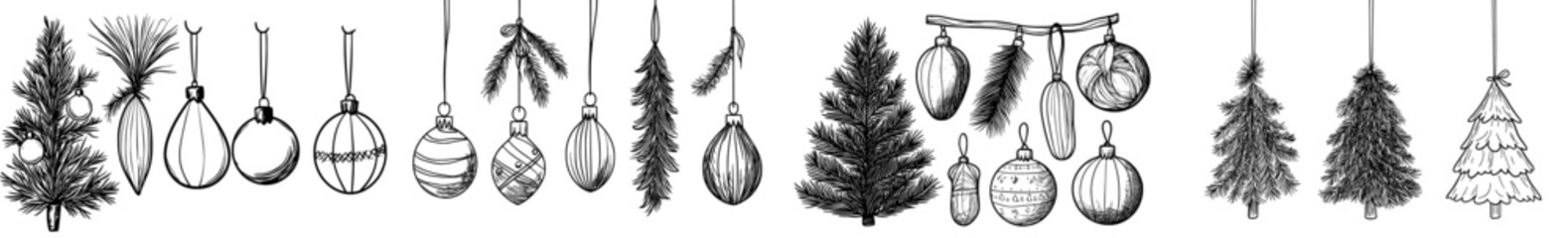 A assortment of Christmas ornament shapes and designs in silhouette form, ideal for use in holiday-themed projects and decorative items