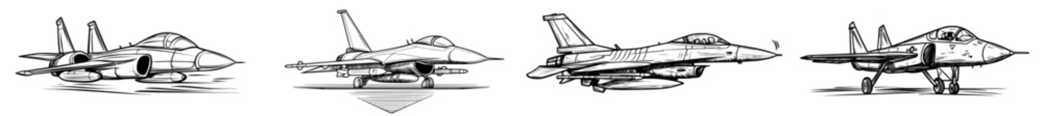 A military fighter jet is shown in flight with a sleek silhouette, highlighting its aerodynamic design and power