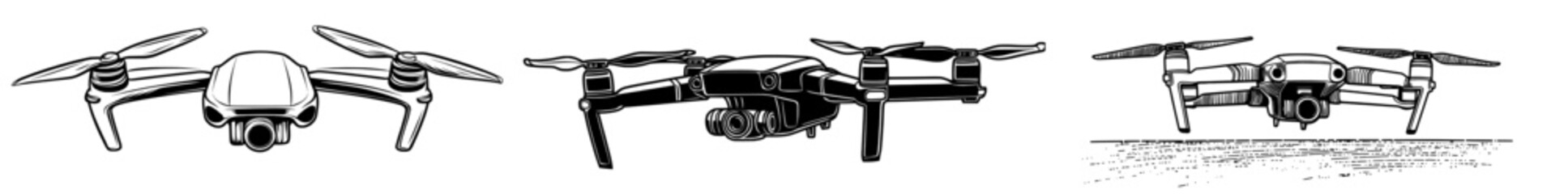 A modern drone with a sleek design and four propellers embodies the latest advancements in aerial photography and surveillance technology