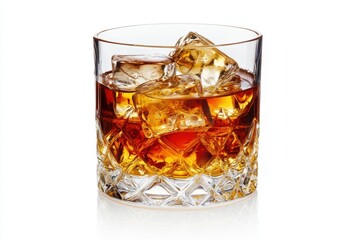 Whiskey on the Rocks in a Cut Glass Tumbler