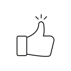 Thumbs Up Gesture Line Icon. Approval, Agreement, And Positive Feedback Outline Symbol. Social Media Interaction And User Engagement. Editable Stroke. Isolated Vector Illustration