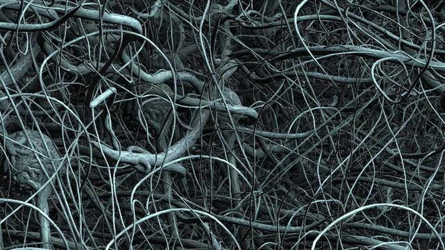 Abstract Animation of Tangled, Flowing Vines: Ideal for Backgrounds