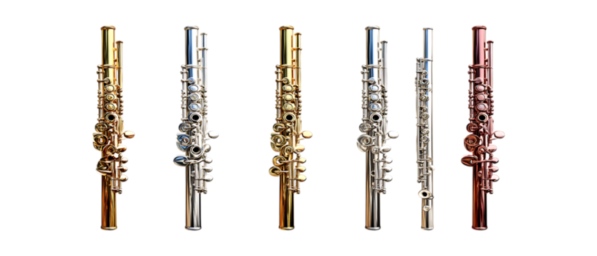 Pack of Flute Against Transparent Background for Music Projects, Instrument Designs, or Educational Materials