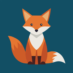 Obraz premium A cute red fox cartoon line art t shirt of a funny wild mammal with an orange tail, smiles in the forest