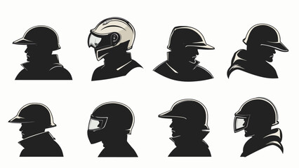 set of helmet faces vector