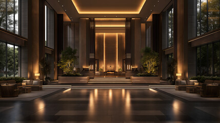 Luxurious hotel lobby with modern design