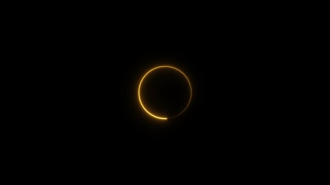 a glowing neon round box animation video on black background