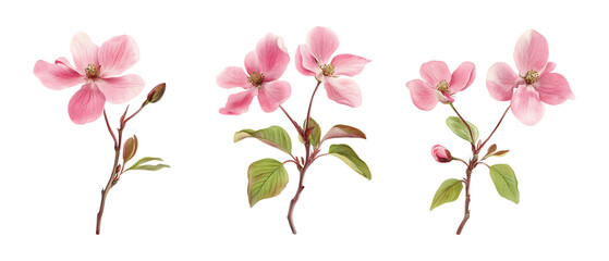 Pack of Dogwood Against Transparent Background for Botanical Branding, Nature Promotion, or Floral Design Projects