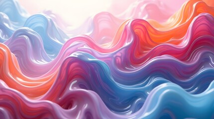 Fototapeta premium Colorful waves of vibrant hues creating a mesmerizing abstract landscape.